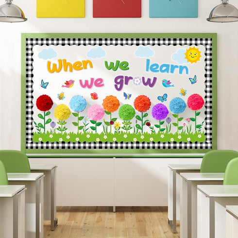 ZOIIWA Summer Flowers Bulletin Board Set, 3D Paper Floral Cutouts for Classroom Flower Themed Birthday Party