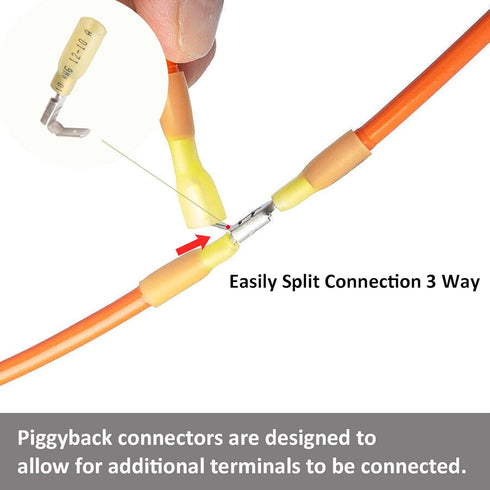 50 PCS Heat Shrink Piggyback Spade Connectors, Insulated Quick Disconnect Crimp Terminals for Marine Automotive