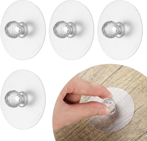 4 Pcs Self Adhesive Cabinet Drawer Pull Knobs, Clear Acrylic Crystal Diamond Shaped Pulls for Furniture