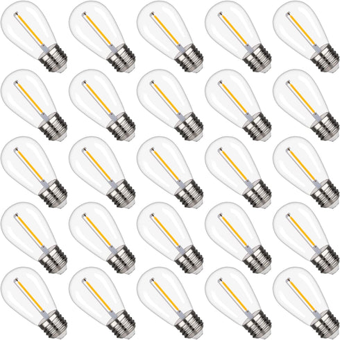 25 Pack S14 Replacement LED Light Bulbs, Shatterproof & Waterproof, 1W S14 LED, Warm White 2200K