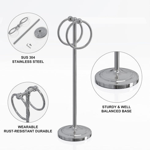 Countertops 2 Rings?17" BGL Fingertip Towel Holder Stand Hand Towel Ring for Bathroom or Kitchen Vanity to Store Hand