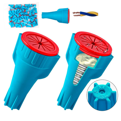 50PCS R3 Waterproof Wire Connectors, 20-10AWG Wires, Secure Waterproof Wire Nuts with