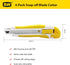 XW 18mm Snap-off Utility Knife, Auto-lock Retractable Box Cutter, Assorted Colors, 12 Blades, 4-Pack