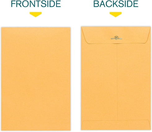 EnDoc 15 Pack Brown Kraft Clasp Envelopes 6x9 Inch with Gummed Seal - 28lb Heavyweight Paper for Home, Office, Mailing