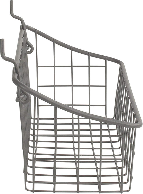 Spectrum Pegboard & Wall Mount Wire Basket Small, Industrial Gray Storage Organizer for Garage and Crafts