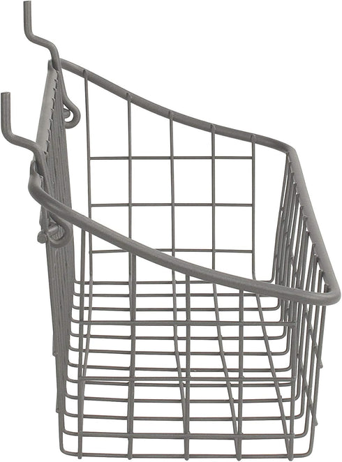 Spectrum (Pack 2) Pegboard & Wall Mount Wire Basket Small (Industrial Gray) - Storage & Organizer for Garage, Tools