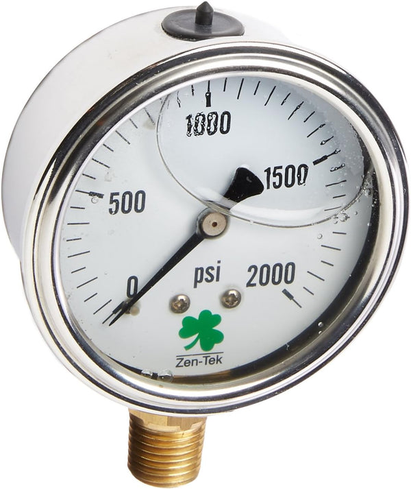 Zenport LPG2000 Zen-Tek Glycerin Pressure Gauge, 2000 PSI