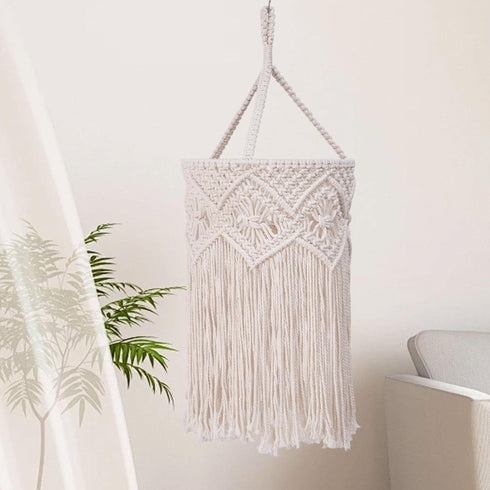 Macrame Ceiling Lamp Shade Lampshade Replacement Handwoven, Nordic Hanging Light Cover Boho Light Shade for Living