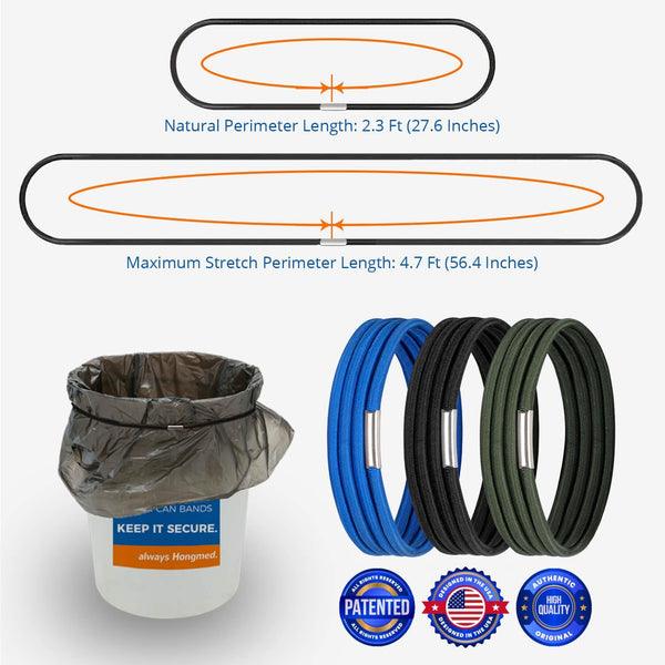 8 32 Set 3 Trash Can Rubber Bands Fit to Gallon Cans, Hongmed Garbage Elastic Bands for Kitchen/Office/Garage, Trash
