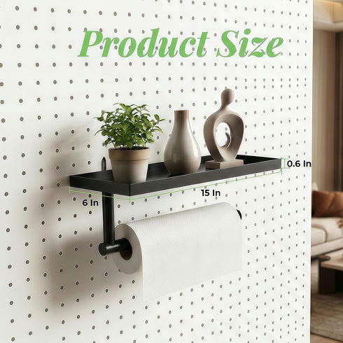 (1 Pack, Pegboard Paper Towel Holder with Shelf, Garage Paper Towel Holder, Heavy Duty Peg Board Accessory for Garage