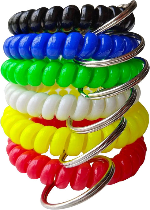 Wrist Keychain, Spring Spiral Stretch Coil Wristband Key Ring for Gym, Pool, ID Badge, Keys