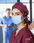 2 Pack Satin Lined Surgical Caps for Women with Ponytail & Sweatband