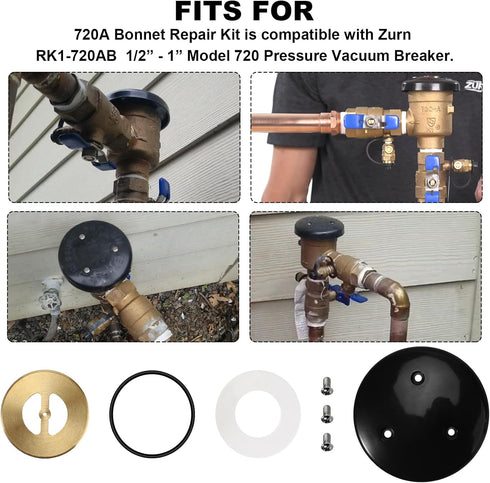 Aillsa 720A Bonnet Repair Kit for Zurn Pressure Vacuum Breaker, 1/2 '', 3/4 '', and 1 '' Sizes