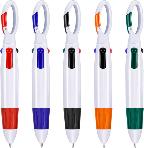 TecUnite 15 Pieces Shuttle Pens Retractable Multi-color Ballpoint Pens with Buckle Keychain for Office School