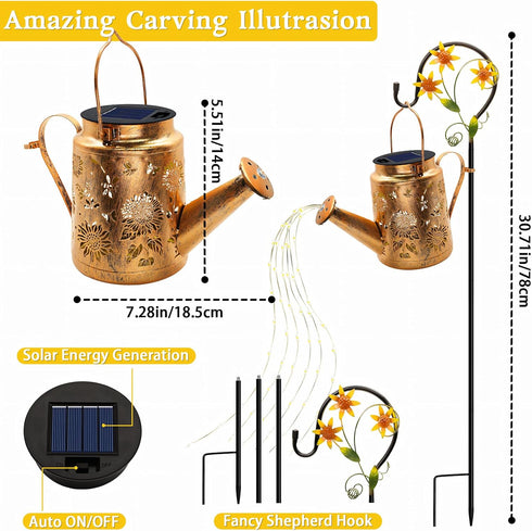 Solar Watering Can with Lights, Birthday Gifts for Mom Women Mother's Day, Outdoor Garden Decor Sunflower Solar Garden