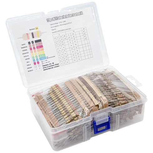 1120Pcs 56 Values 1W ±5% 0.33R-2.2M Ohm Carbon Film Single Resistor Kit Electrical Electronics Small Resistors Pack