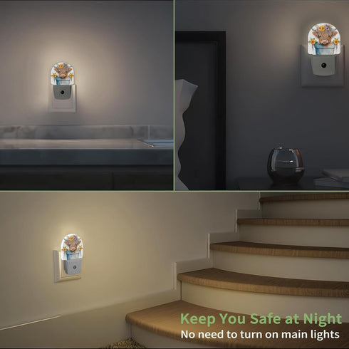 Highland Cow Night Light, Cute Nightlight Plug into Wall with Dusk to Dawn Sensor, LED Lamp Energy Saving Lights