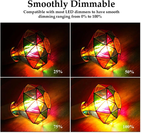 Dimmable Stained Glass LED Light Bulb, Diamond Shape, E26 Base, 6 Watts, for Home Party Decoration