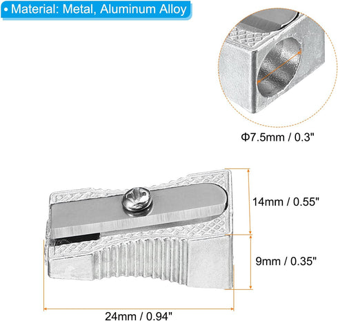PATIKIL Metal Pencil Sharpeners, 24 Pack Aluminum Alloy Mini Manual Pencil Sharpener with Single Hole for Office Classroom Art Painting, Silver by PATIKIL