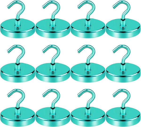 LOVIMAG Cruise Ship Essentials, 150Lbs Heavy Duty Magnetic Hooks, Green Magnetic Hooks for Cruise Cabins, 12 Pack