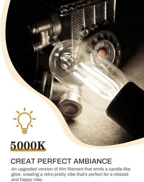 DORESshop 4 Pack LED Edison Bulbs, 4W Antique Filament Bulbs, 40W Equivalent, E26 Base, Daylight 4000K, Non Dimmable