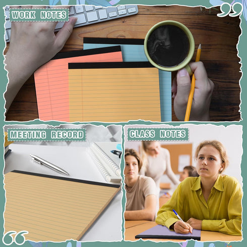 Lincia 12 Pcs Colored Legal Pad Writing Pads, 8.5 x 11 Inch, Wide Ruled, 50 Sheets Each