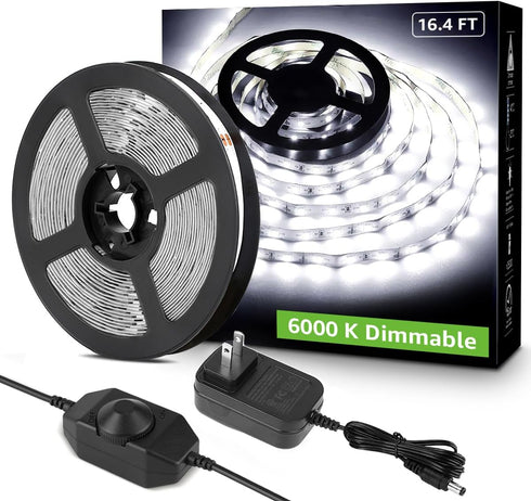 Lepro LED Strip Light White, 16.4ft Dimmable Vanity Lights, 6000K Super Bright