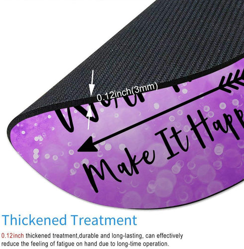 Custom Round Mouse Pad - Stay Positive Work Hard Inspirational Quotes Art Purple Glitter Black, 7.9 x 7.9 x 0.12 Inch