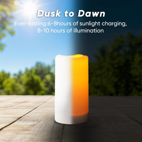 4"x8", Homemory Large Solar Candles Outdoor Waterproof, Dusk to Dawn, Solar Powered Flameless Candles for Outdoor