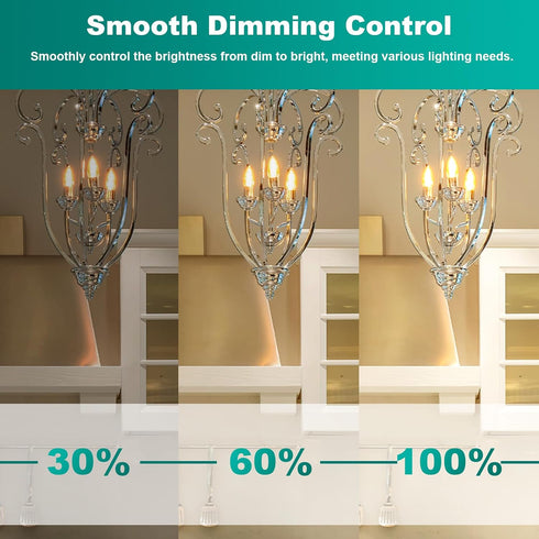 E12 Bulb 60 2700K, 4W E12 Bulb Dimmable, 550lm, Pack 6 DiCUNO Candelabra Watt Equivalent, Warm White LED Type B LED