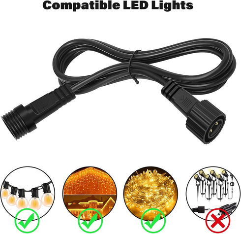 FFZZKJ 16.4Ft/5M IP68 24AWG 2 Extension Cable for Christmas String Lights Waterproof Extension Lead Extension Cord
