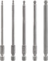 5Pcs Ball End Metric Hex Bit Set, 100 mm/4 Inch Length S2 Steel Magnetic Hex Screwdriver Bits for Power Tools