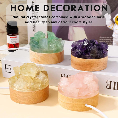Runyangshi Amethyst Night Light with Natural Raw Crystal - USB Powered Mini Lamp for Bedroom, Desk, Meditation, Healing