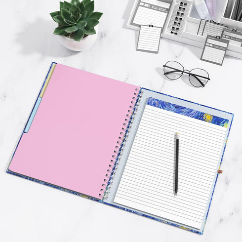 Rimilak Spiral Clipboard Folio with Refillable Lined Notepad, 14.5 x 9.8 Inch, Starry Sky Design