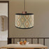 E27 11.8" 11.8" 7.87" 1 Crapyt Drum Wood Lampshade, Round Removable Lamp Cover, Vintage Geometric Pattern Lampshades