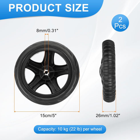 6 Inch 2 MECCANIXITY Dia Shopping Cart Wheels Replacement Pcs Heavy Rubber Foaming Trolley Wheel Repair for Grocery