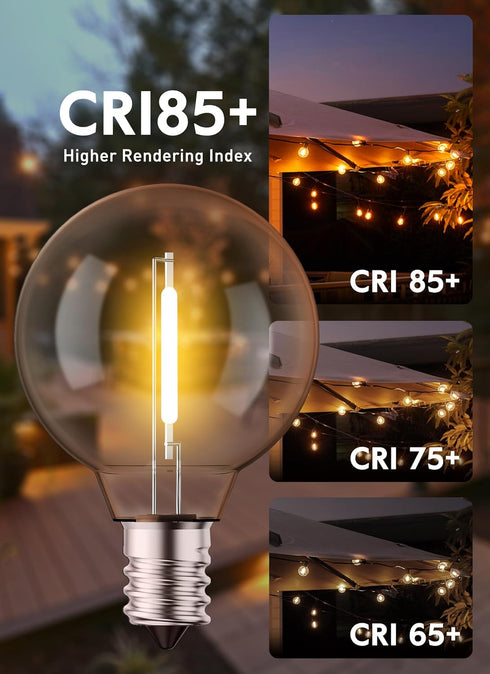 Brightown G40 Replacement LED Light Bulbs, 10 Pack Clear Globe Bulb fits E12 C7 Candelabra Screw Base, Warm White