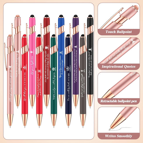 Quotes Pen Christian Ballpoint Pen, 48 Pcs, Stylus Tip, Bible Verse Black Ink Gifts