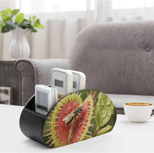 FekiLoot (5 Venus Flytrap Catching Remote Control Holder Leather Desk Storage Organizer Box Remote Caddy Makeup Brush