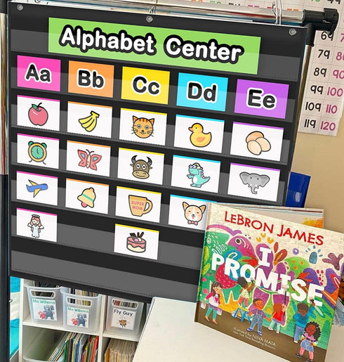 Eamay Standard Pocket Charts, Black Classroom Pocket Chart for Teacher Supplies (28W*28L)