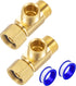 Lead-Free Brass Angle Stop Add-A-Tee Valve, 3/8-Inch Compression Inlet and Outlet, 2 Pack