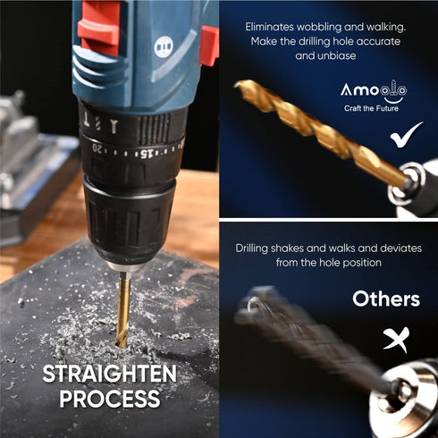 amoolo Hex Shank Drill Bit Set, 13 Pcs + 3 Free, Premium HSS Titanium Impact Bits for Wood, Steel, Metal