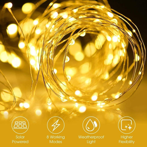 2 Pack Lights,16.4Ft 50LED BOLWEO Solar Powered String Lights, Solar Fairy Waterproof Wire Lighting for Indoor Outdoor