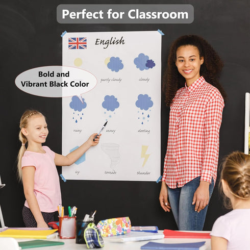 Fine Tip Dry Erase Markers - 24 Pack Black Whiteboard Erasable Markers for Kids Adults, Ideal for School Office