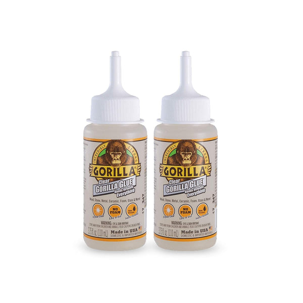 Gorilla Clear Glue, 3.75 Ounce Bottle, Pack of 2, Crystal Clear, All Purpose, Water Resistant