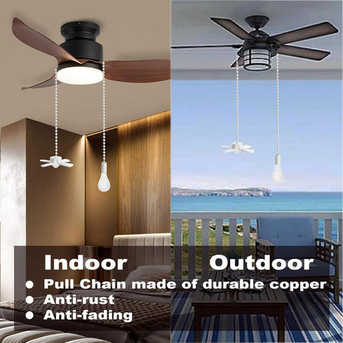Bulb 13.6 Inches Set Ceiling Fan Pull Chain Extension Ornaments Chains with Decorative Light and Fan Cord Bronze Fan