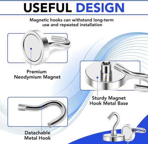 Magnetic Hooks, 40Lbs Heavy Duty Magnets for Cruise Cabins, Strong Hooks for Hanging, 20 Pack