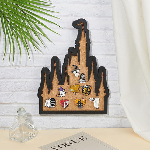 BENECREAT Pin Board Castle Cork Board, 0.8inch Thick Wall Mounted Display Board for Brooch Pin Storage, Office Home