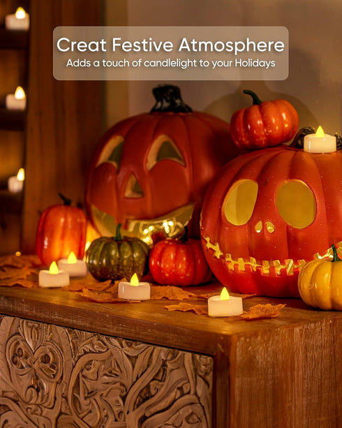 LED Candles, 24-Pack Battery Operated Tea Lights, 200 Hours Long-Lasting Flameless Flickering Candles, Warm Yellow