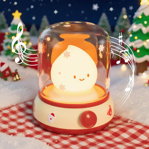 Christmas Flame Night Light, Cute Night Light with White Noise, Dimming, Rechargeable